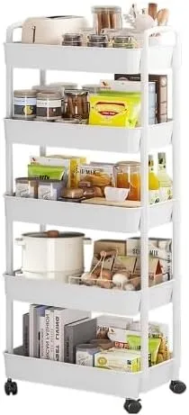 5-layer Kitchen Storage Shelf,mobile Trolley,floor Standing Multi-layer Storage Rack,For Bookshelf,snacks, fruits and Vegetables