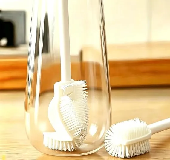  Foldable 360 degree comprehensive cleaning silicone brush with long handle design, reusable for bottles and cups