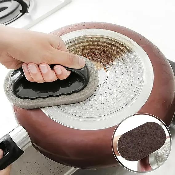 Magic Emery Sponge Brush Wipe Eraser Cleaner Kitchen Bath Rust Strong Decontamination Cleaning Tools With Handle Household Tools