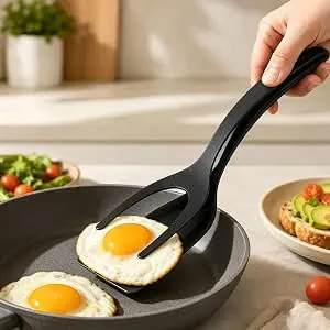 New 2 in 1 Grip Flip Spatula Tongs Egg Flipper Spatula Nylon Non Stick Coating Pancake Fish French Toast Omelet Making Tool
