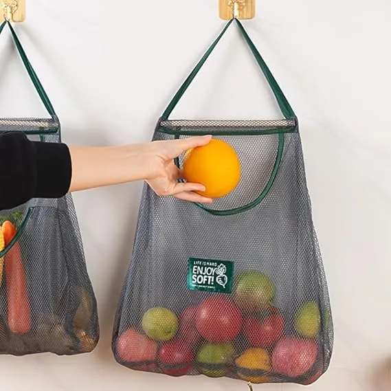 Reusable Storage Bags Kitchen Hanging Mesh Bag Home Fruit And Vegetable Storage Net Bag For Ginger Garlic Potatoes Onions