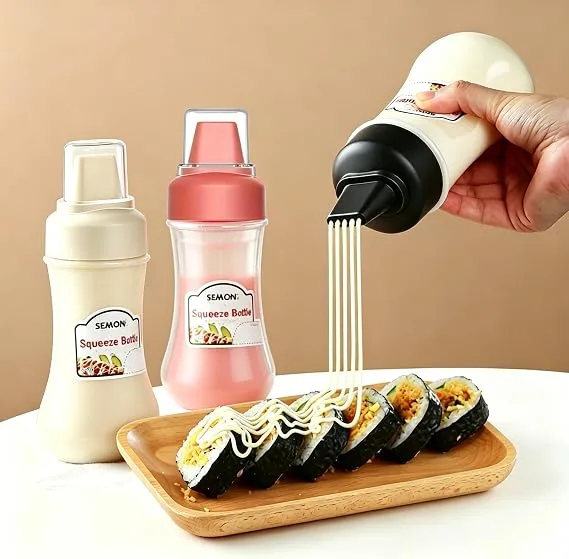 Squeeze Sauce Bottle Leak Proof Refillable Condiment Container For Salad Ketchup Honey Jam Squeeze Sauce Bottle Kitchen