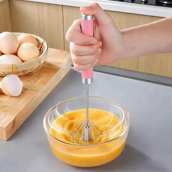 Stainless Steel Egg Beater Durable Semi-Automatic Mixer for Effortless Egg Cream Mixing Stirring and Beating for Kitchen Baking