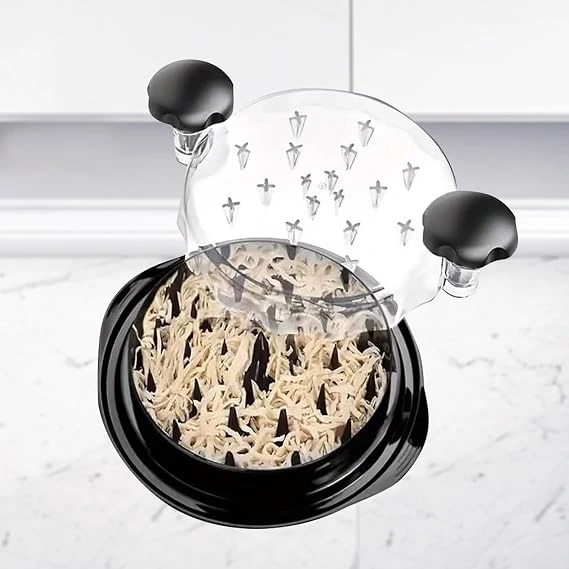 Upgraded Chicken Shredder with Transparent Cover: Large Anti-Slip Rotating Tool for Chopping Chicken, Beef, Cabbage,Vegetables